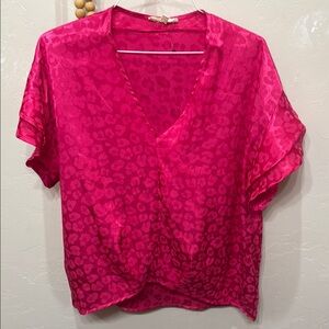 Satin Pink Leopard Print Boutique Women's Top